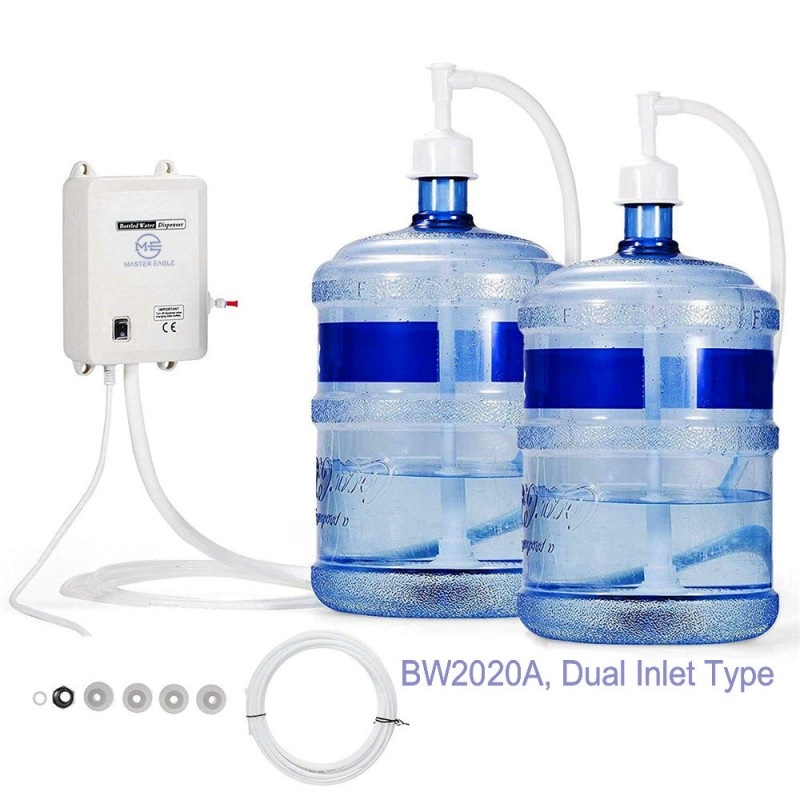 dual inlet bottled water dispensing system for refrigerator